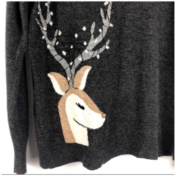 Loft Reindeer Pullover Sweater Size Medium - Picture 4 of 8